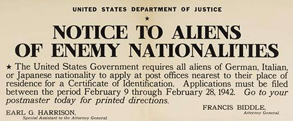 Enemy alien notice World War II