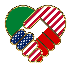 Italian American handshake heart shape flag colors